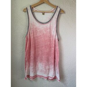 Alternative Apparel Mens Medium Red White Acid Wash Burnout Knit Tank Top USA